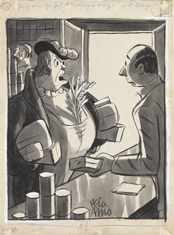 (THE NEW YORKER.) PETER ARNO. Young man! You put that celery in a bag, where it belongs!